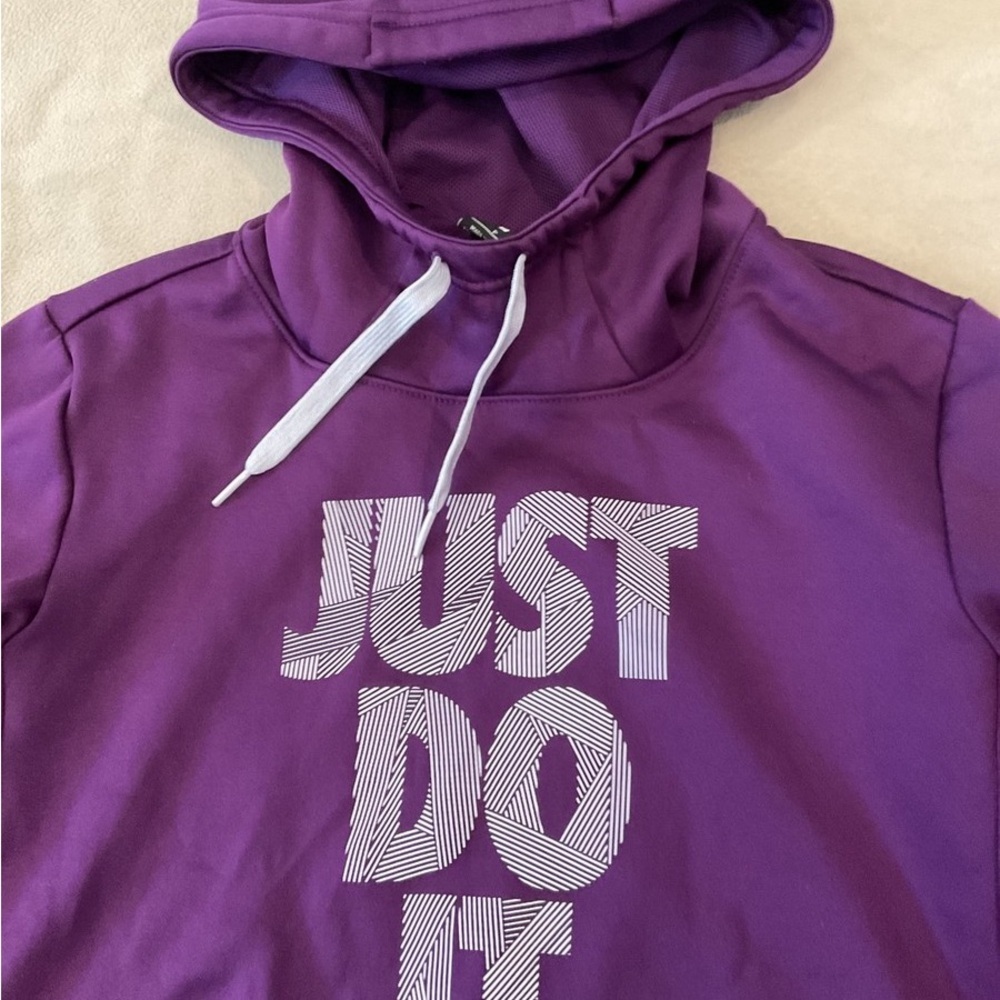 Nike Dark Purple Hoodie funnel neck Just Do it size Large. NO INSIDE TAGS - Picture 3 of 3